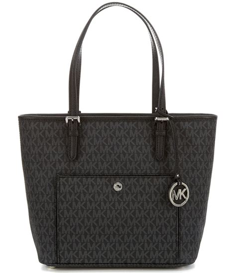 michael kors black jet set leather tote|Michael Kors large open tote.